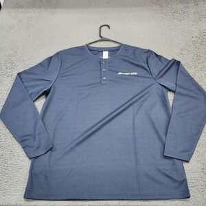 Snap-on Shirt Mens XL Blue Long Sleeve Henley Performance Workwear Logo Tee